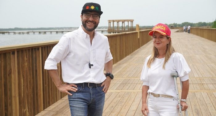 El alcalde Pumarejo recorrió con la gobernadora Elsa Noguera la ciénaga de Mallorquín