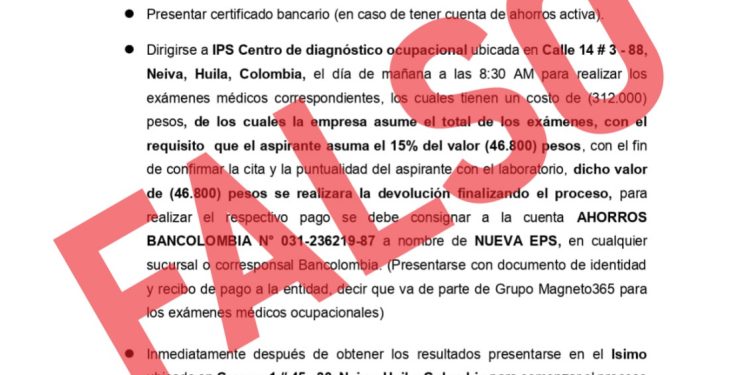 ¡Continúan las estafas! NUEVA EPS no cobra por exámenes médicos de ingreso para convocatorias laborales